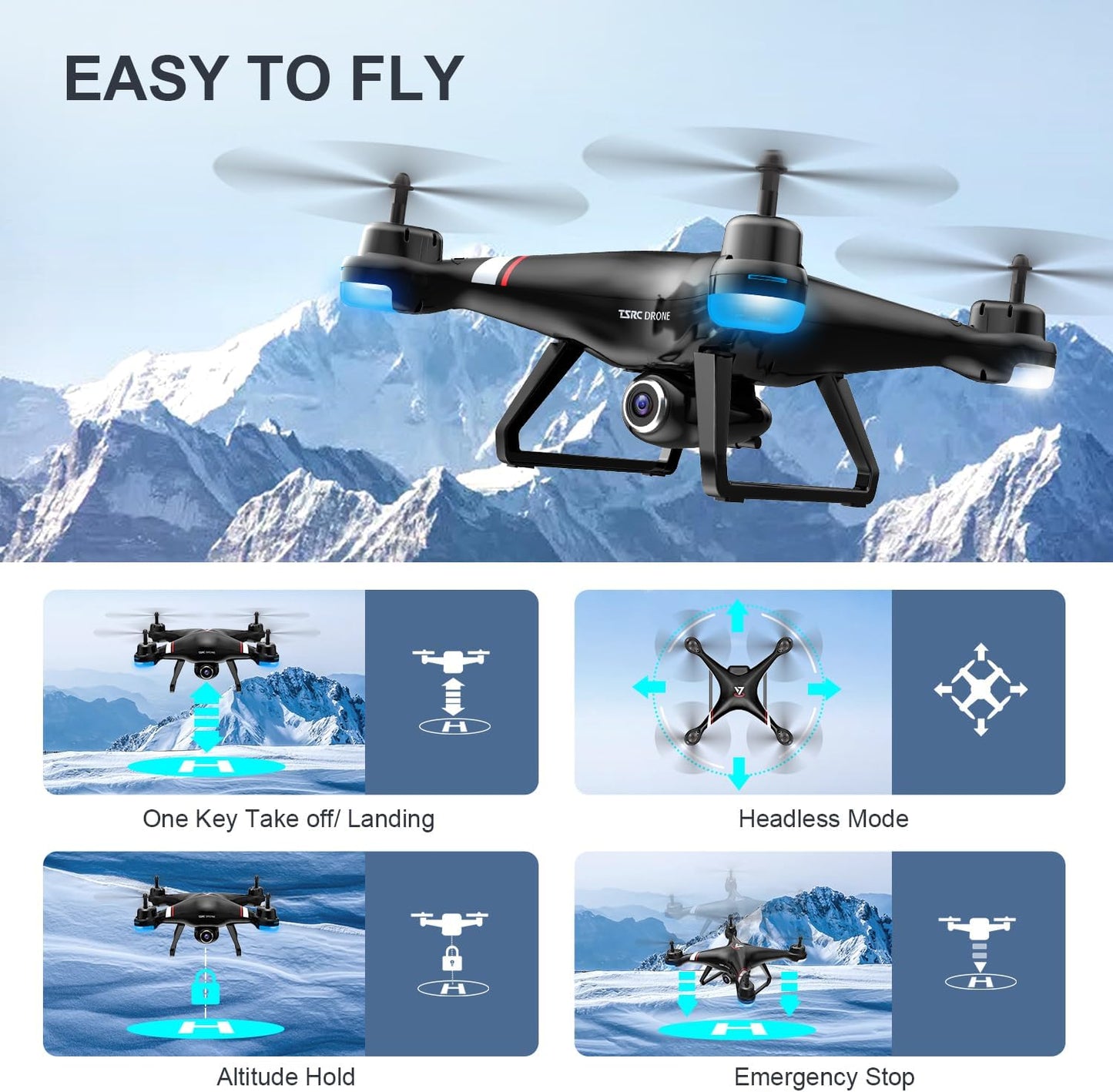 GPS Drone with 1080P HD Camera for Adults and Kids, 5G Transmission FPV Drone,  RC Quadcopter with 2 Batteries, Auto Return, Follow Me, Altitude Hold, Easy for Beginners