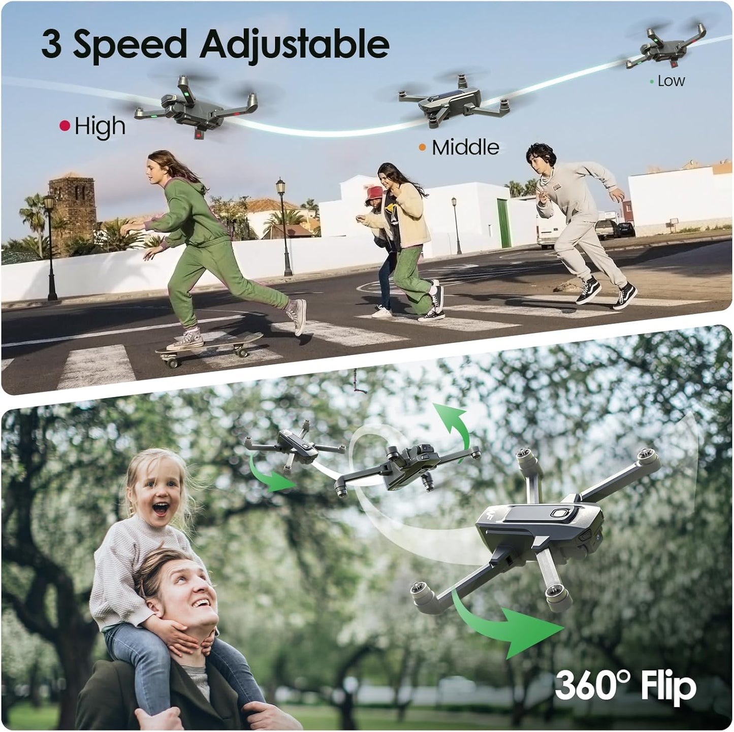 Drone with Camera for Kids 1080P FPV Drones for Beginners with 5G Transmission,  WF20 Foldable RC Quadcopter Small Dron Toys, Brushless Motor, Altitude Hold, 3D Flips, 2 Batteries