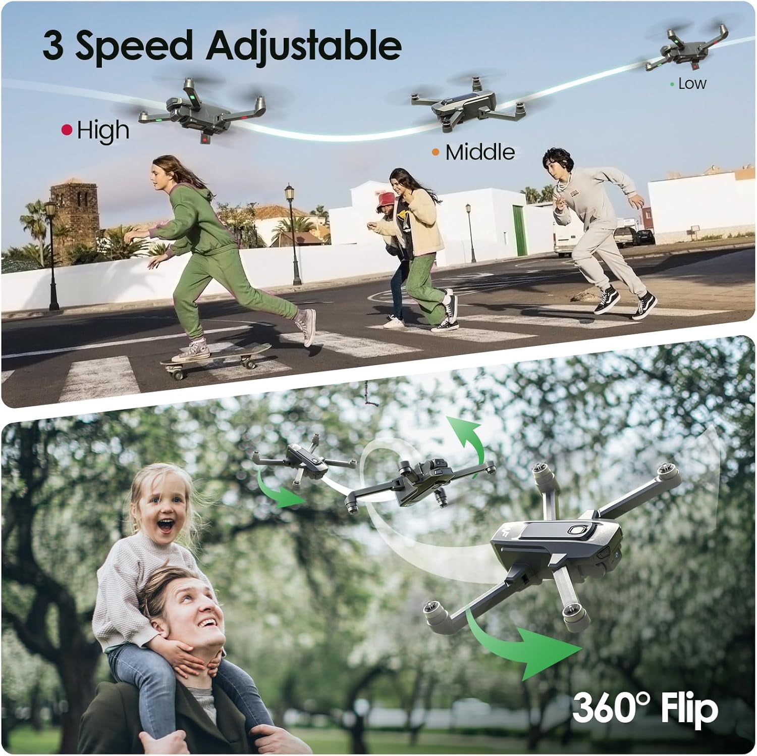 Drone with Camera for Kids 1080P FPV Drones for Beginners with 5G Transmission,  WF20 Foldable RC Quadcopter Small Dron Toys, Brushless Motor, Altitude Hold, 3D Flips, 2 Batteries