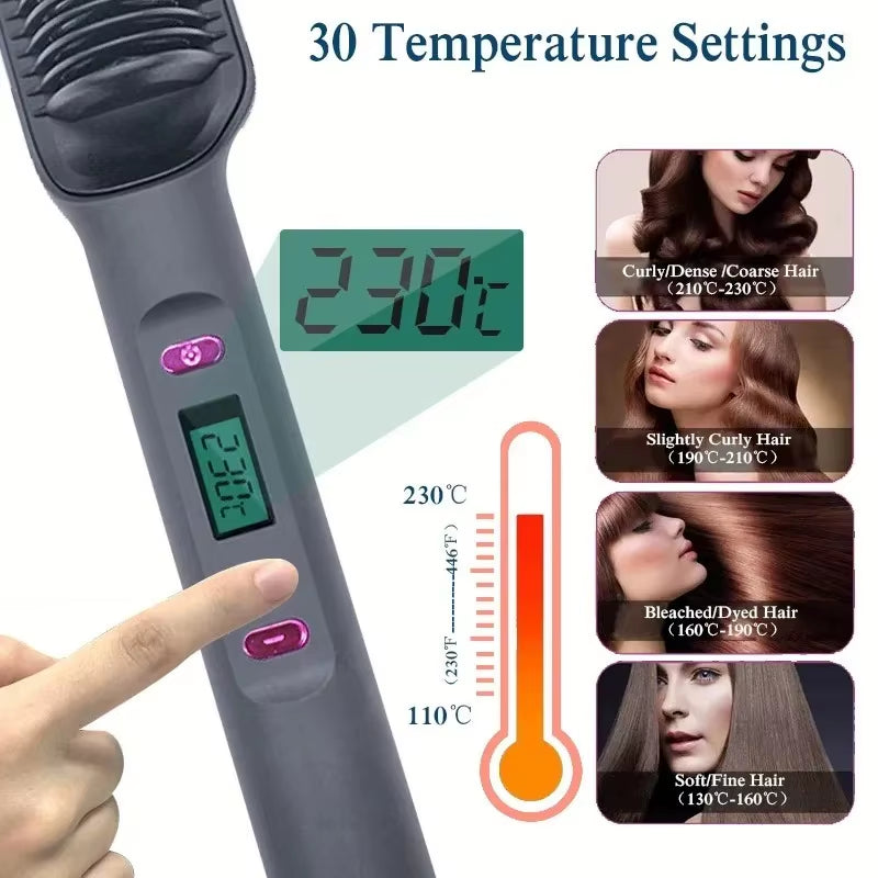 Hair Straightener Brush Heating Hot Comb Straightener Electric Hair Straightening Curly Multifunctional Iron Brush Comb Curler