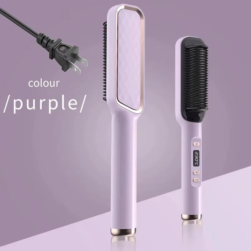 Hair Straightener Brush Heating Hot Comb Straightener Electric Hair Straightening Curly Multifunctional Iron Brush Comb Curler