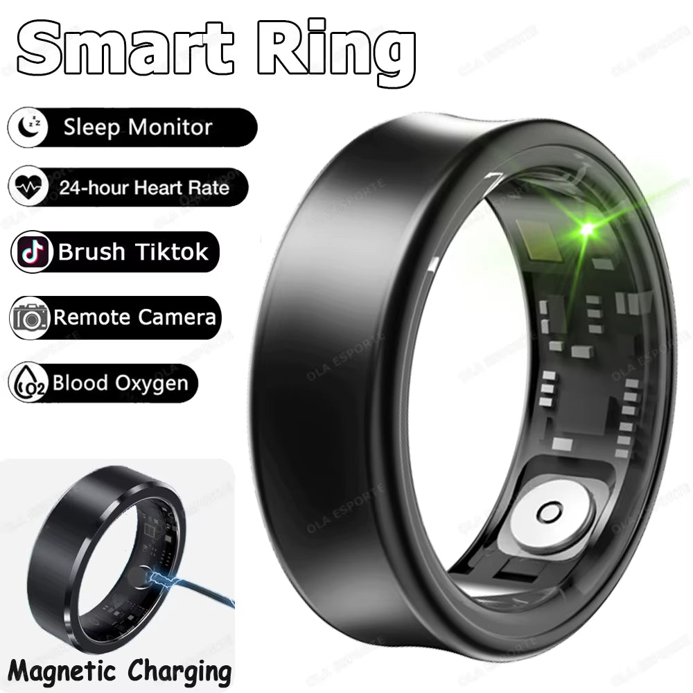 New Military Grade Titanium Steel Shell Smart Ring Women Remote Control Photo Health Monitor 5ATM Waterproof Men Smartring 2024