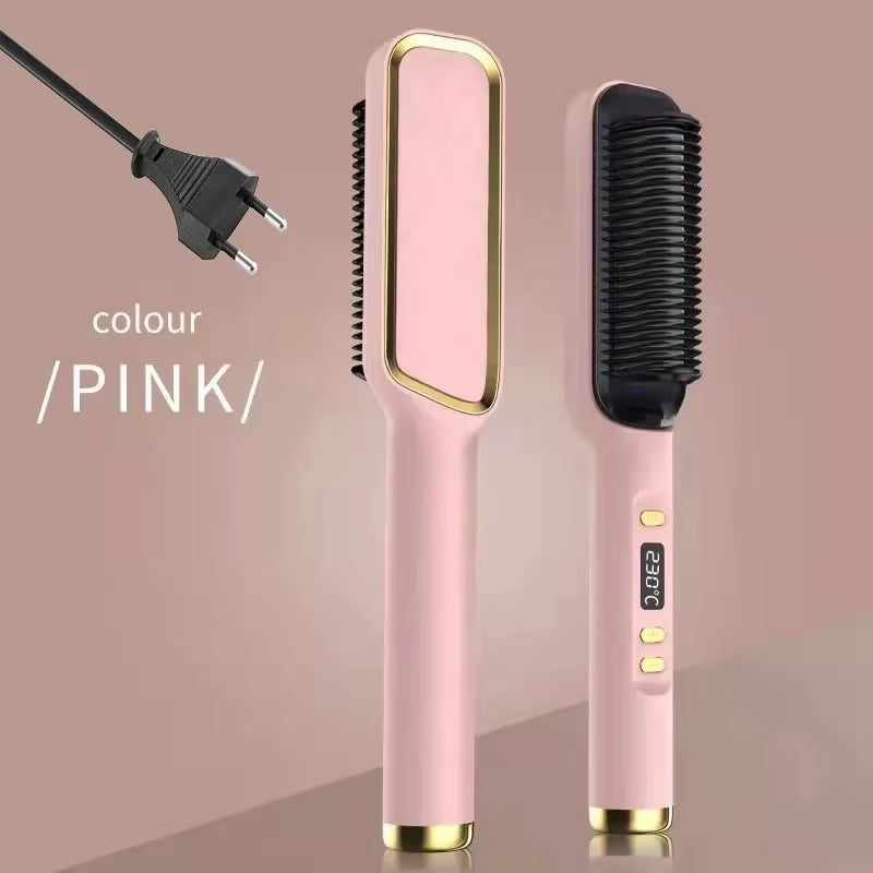 Hair Straightener Brush Heating Hot Comb Straightener Electric Hair Straightening Curly Multifunctional Iron Brush Comb Curler