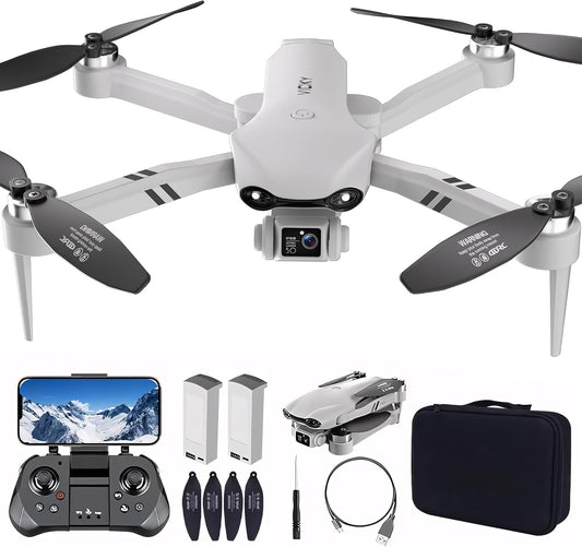 Drone with Camera for Adults, 2K UHD GPS RC Drone Brushless Motor, Smart FPV Foldable Quadcopter for Beginners, 5G WIFI Transmission, Auto Return, Follow Me, Waypoints, Altitude Hold, 30 Mins Flight Time, Gift Drone for Boys Girls