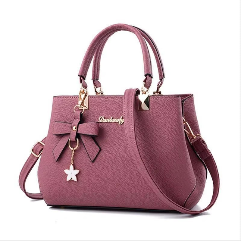 Yogodlns Elegant Women Messenger Bags with Flower Pendant Office Ladies Totes Pure Leather Handbag for Female Crossbody Shoulder