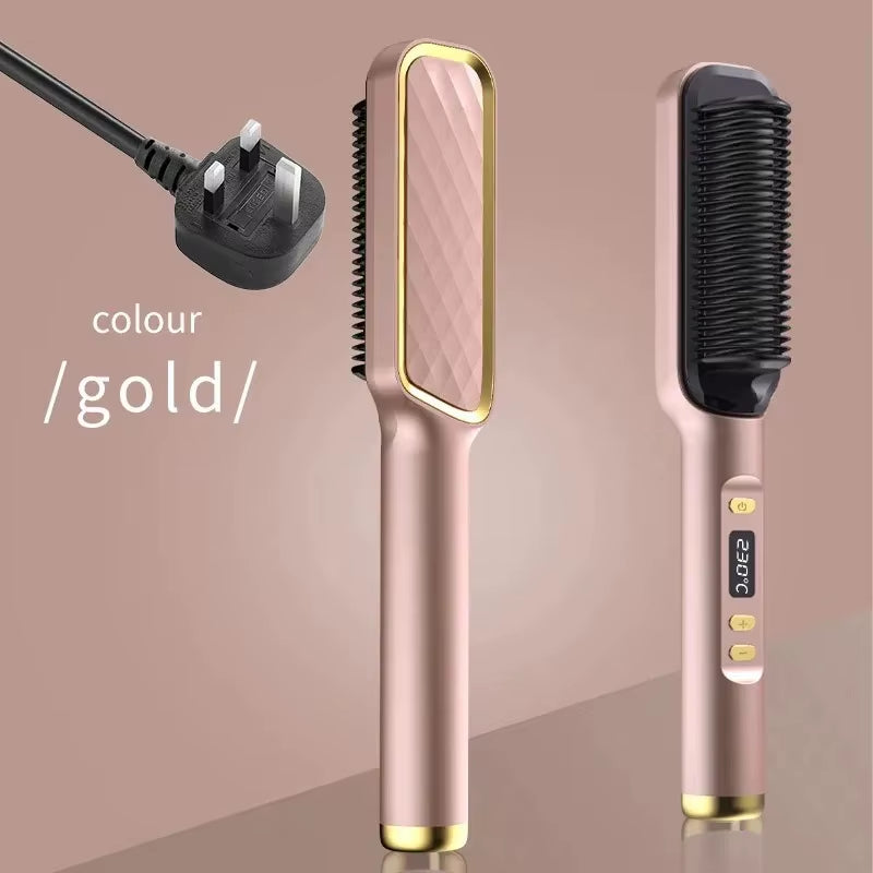 Hair Straightener Brush Heating Hot Comb Straightener Electric Hair Straightening Curly Multifunctional Iron Brush Comb Curler