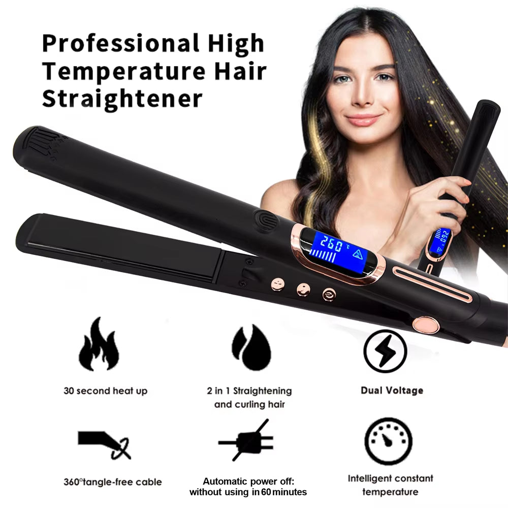 Hair Straightener Brush Hot Comb Flat Irons Dual Voltage Hair Styling Tools