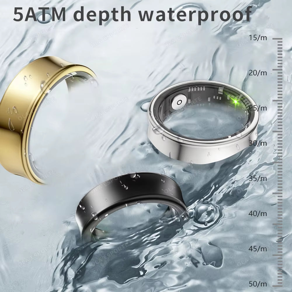 New Military Grade Titanium Steel Shell Smart Ring Women Remote Control Photo Health Monitor 5ATM Waterproof Men Smartring 2024