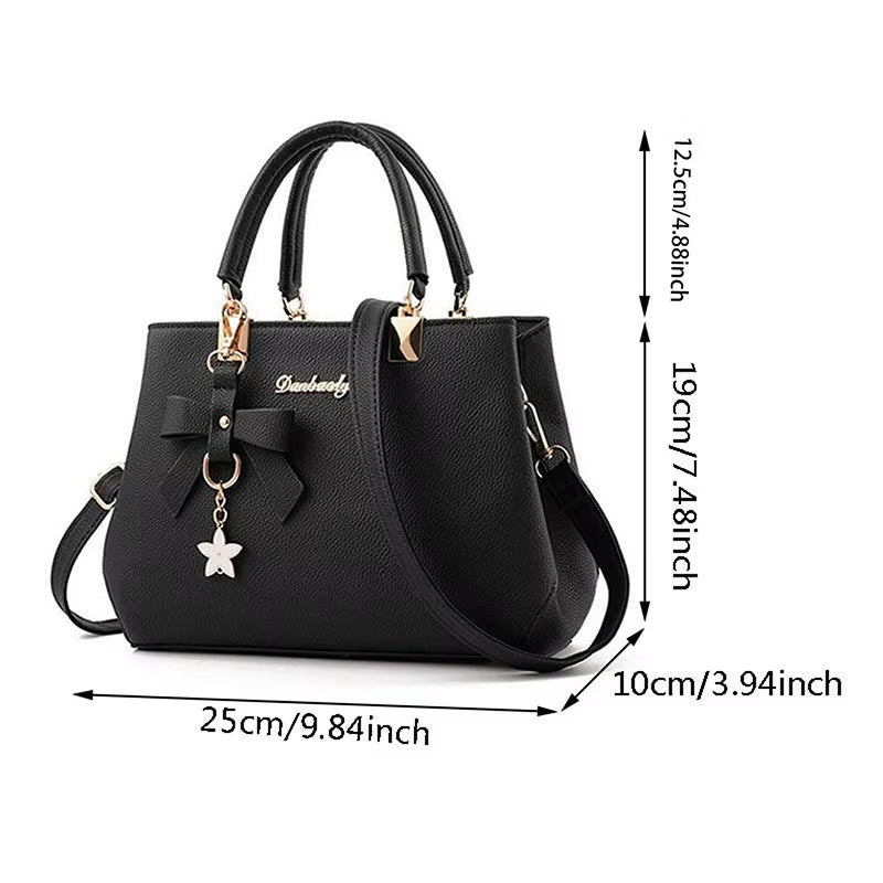 Yogodlns Elegant Women Messenger Bags with Flower Pendant Office Ladies Totes Pure Leather Handbag for Female Crossbody Shoulder