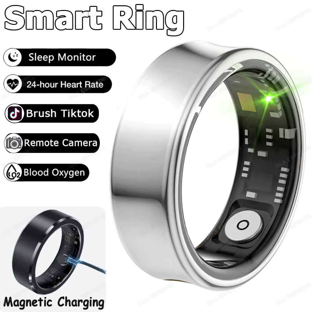 New Military Grade Titanium Steel Shell Smart Ring Women Remote Control Photo Health Monitor 5ATM Waterproof Men Smartring 2024