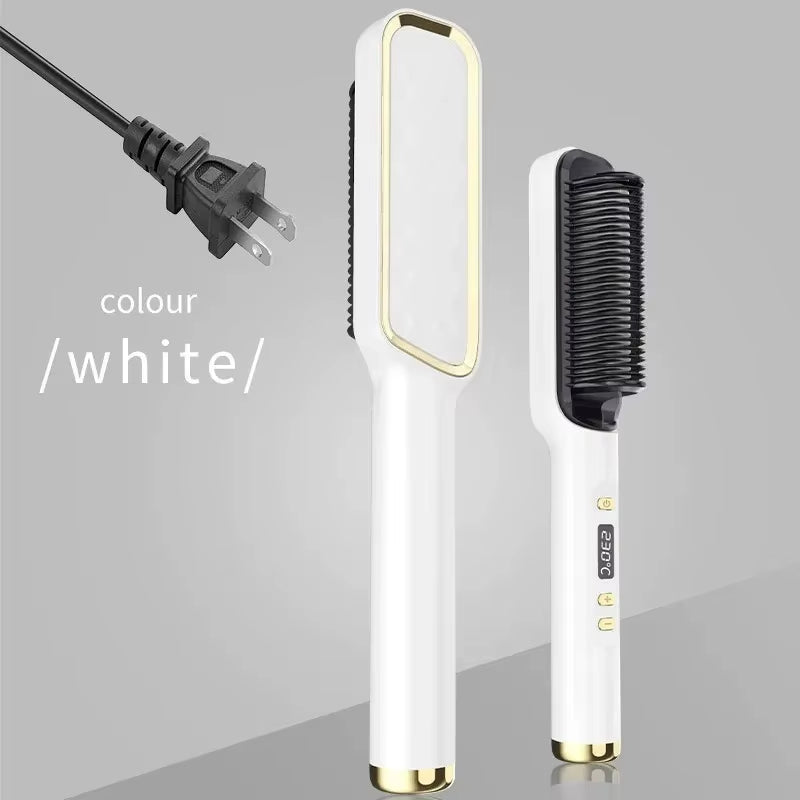 Hair Straightener Brush Heating Hot Comb Straightener Electric Hair Straightening Curly Multifunctional Iron Brush Comb Curler