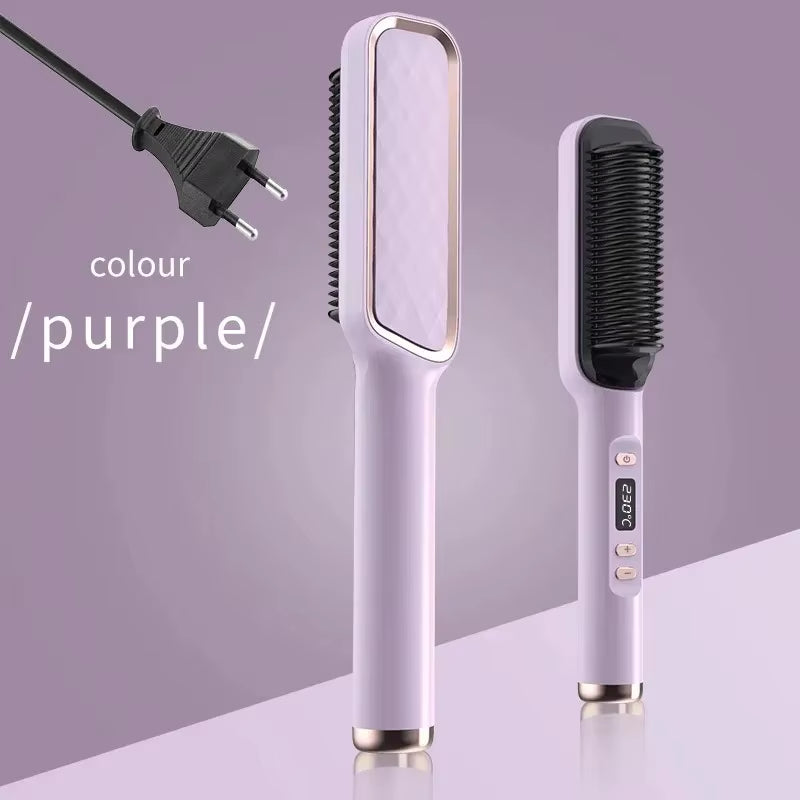 Hair Straightener Brush Heating Hot Comb Straightener Electric Hair Straightening Curly Multifunctional Iron Brush Comb Curler