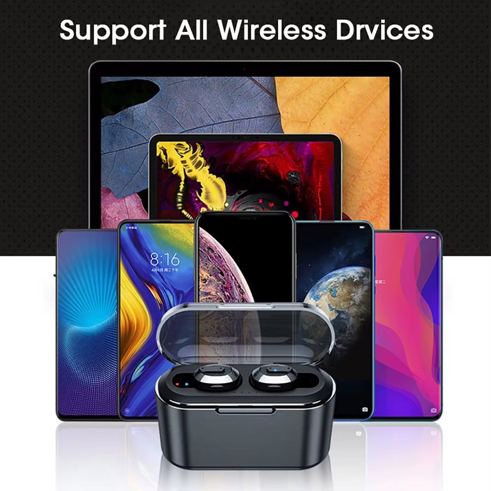 In-Ear Bluetooth 5.0 TWS Earphones Mini Wireless Earbud Stereo Earphones 2200Mah Charging Box Waterproof Earbuds for IOS Android