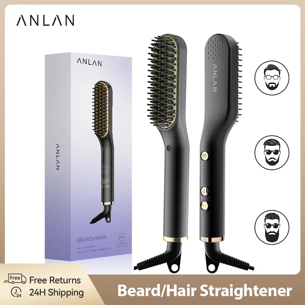 Beard Hair Straightening Brush Hot Heated Comb Men Beard Multifunctional Straightener Ceramic Comb Quick Hair Styler