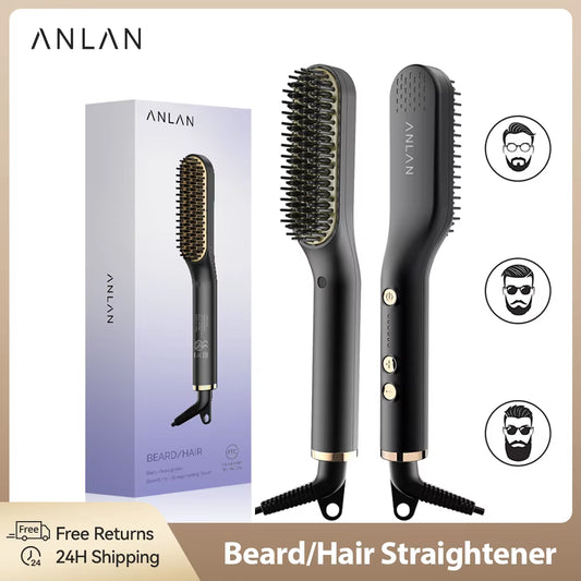 Beard Hair Straightening Brush Hot Heated Comb Men Beard Multifunctional Straightener Ceramic Comb Quick Hair Styler