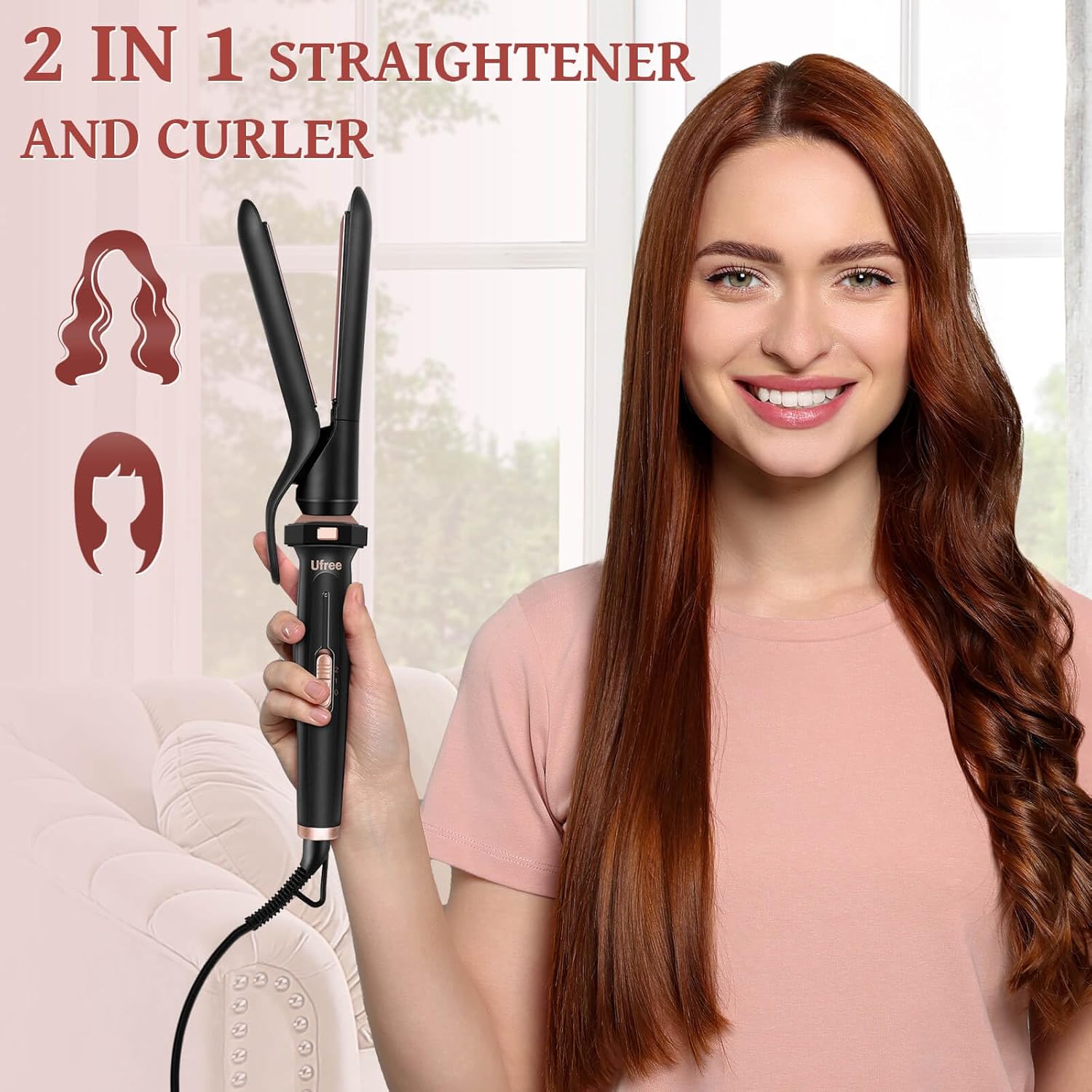 5 in 1 Curling Iron with Interchangeable Ceramic Barrels (0.35"-1.25"), Curling Wand Set with Flat Iron Hair Straightener, Instant Heat Up, Dual Voltage Hair Curler, Gifts for Women