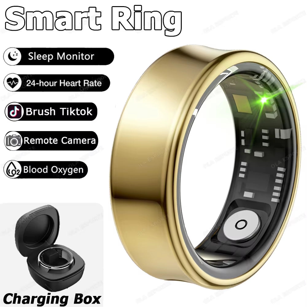 New Military Grade Titanium Steel Shell Smart Ring Women Remote Control Photo Health Monitor 5ATM Waterproof Men Smartring 2024