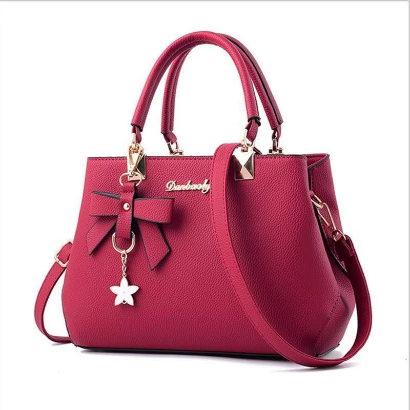 Yogodlns Elegant Women Messenger Bags with Flower Pendant Office Ladies Totes Pure Leather Handbag for Female Crossbody Shoulder