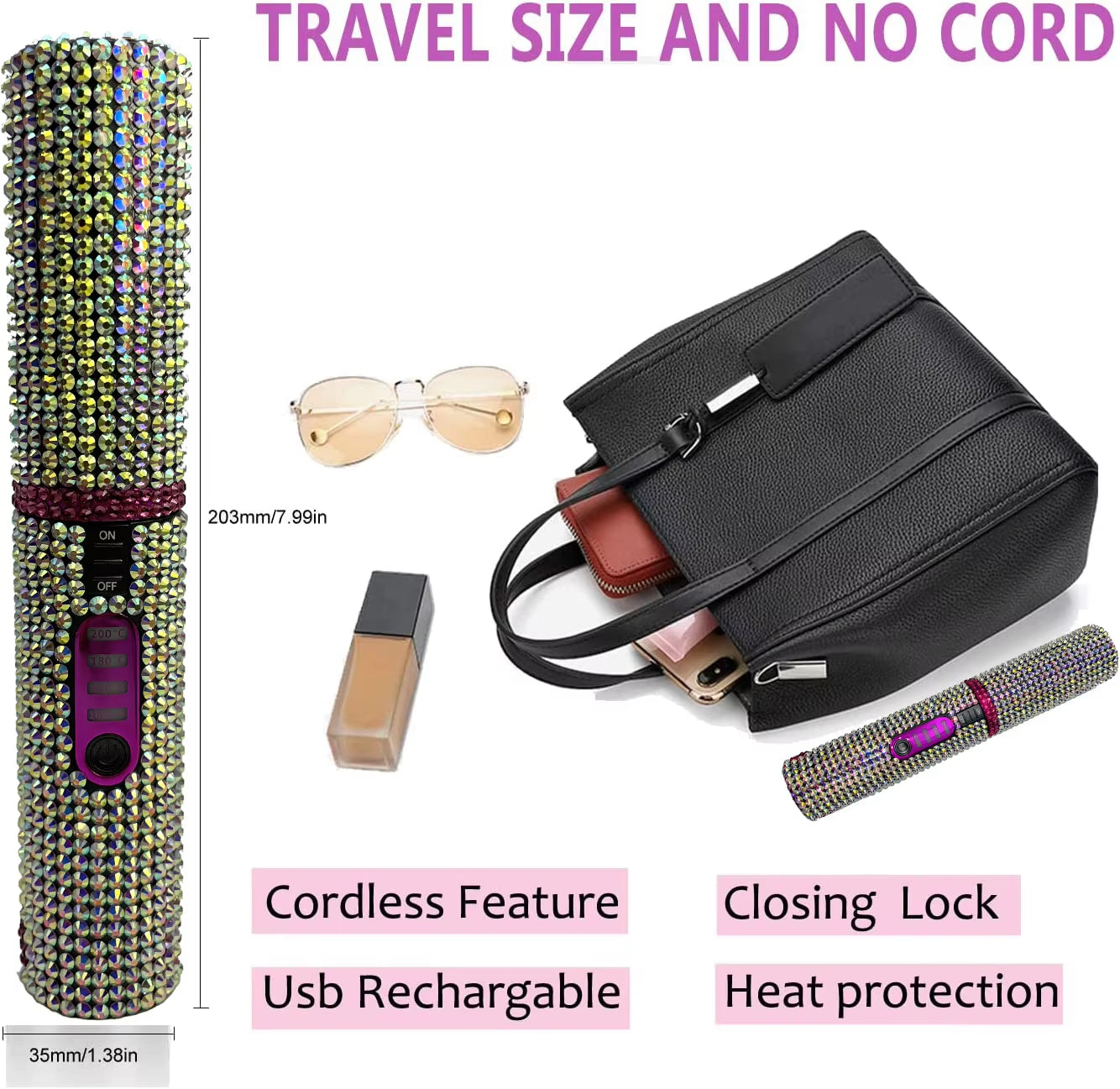 Cordless Hair Straightener Bling Portable Ni Flat Iron Ceramic Curling Iron with 4800Mah Rechargeable Battery Hair Straightener