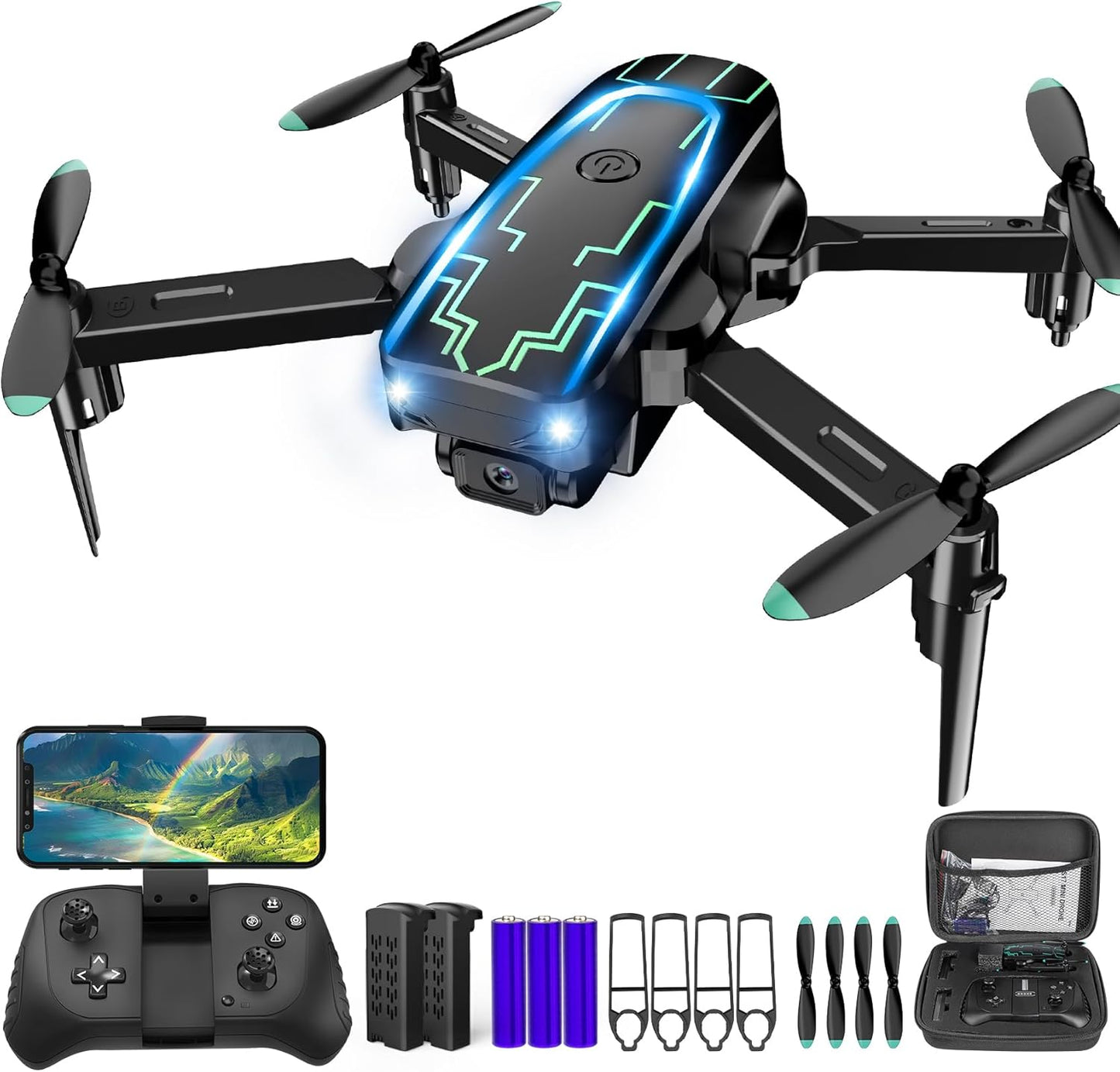 Mini Drone with Camera, Drones for Adults, Boys Gifts, 1080P HD Foldable Drone with Gravity Control, Gestures Selfie, Altitude Hold, One Key Start, 3D Flips, 2 Batteries, Toy for Boys Girls