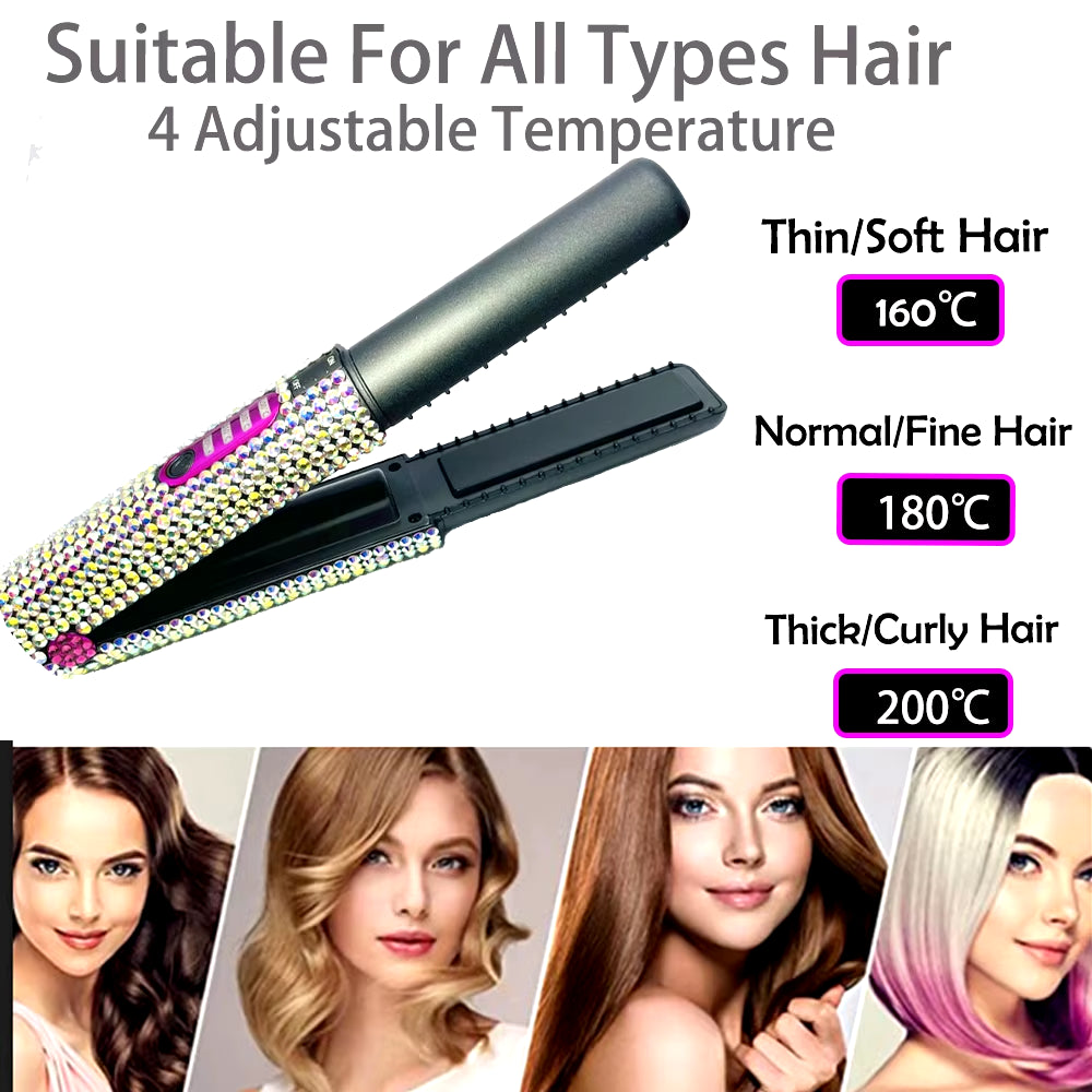 Cordless Hair Straightener Bling Portable Ni Flat Iron Ceramic Curling Iron with 4800Mah Rechargeable Battery Hair Straightener