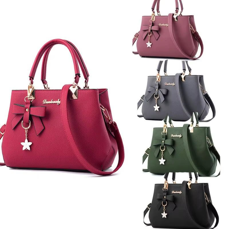 Yogodlns Elegant Women Messenger Bags with Flower Pendant Office Ladies Totes Pure Leather Handbag for Female Crossbody Shoulder