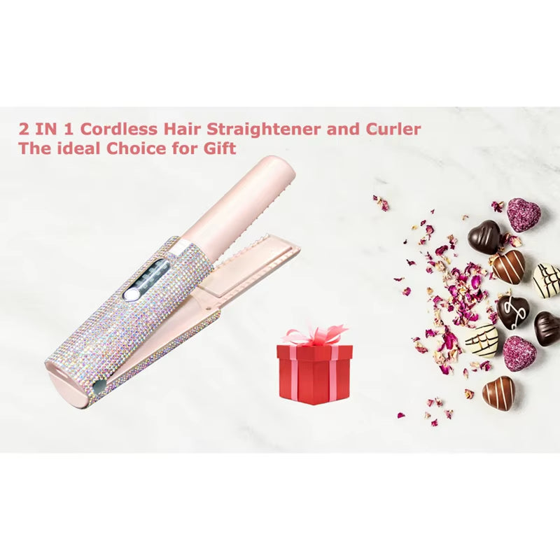 2-In-1 Electric USB Hair Straightening Brush Multifunctional Comb Straightening Styler Hair Curler