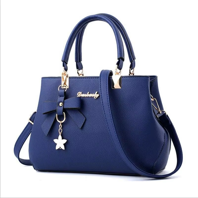 Yogodlns Elegant Women Messenger Bags with Flower Pendant Office Ladies Totes Pure Leather Handbag for Female Crossbody Shoulder