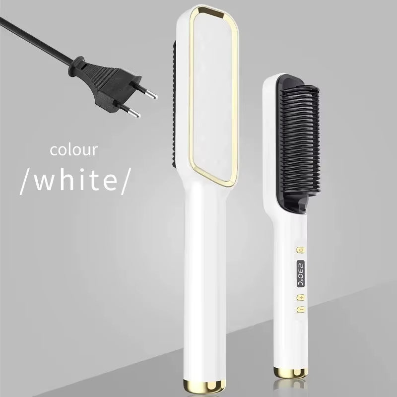 Hair Straightener Brush Heating Hot Comb Straightener Electric Hair Straightening Curly Multifunctional Iron Brush Comb Curler