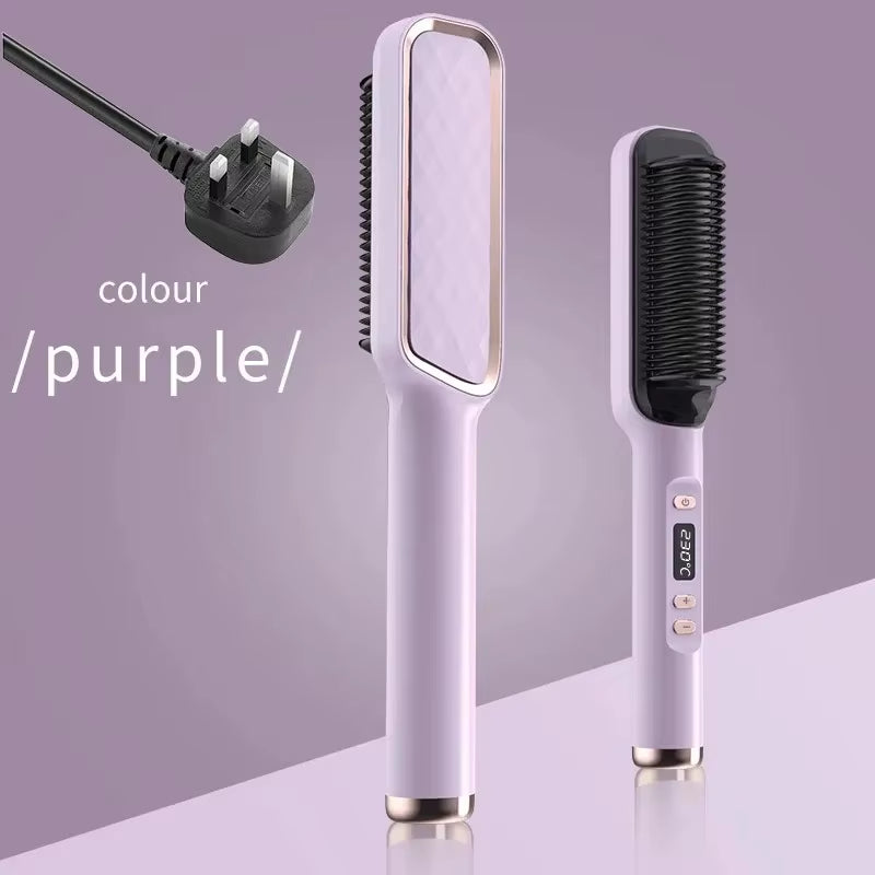 Hair Straightener Brush Heating Hot Comb Straightener Electric Hair Straightening Curly Multifunctional Iron Brush Comb Curler