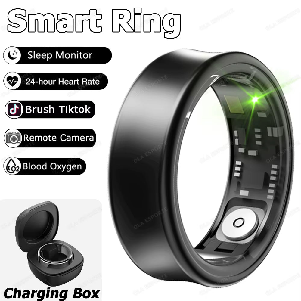 New Military Grade Titanium Steel Shell Smart Ring Women Remote Control Photo Health Monitor 5ATM Waterproof Men Smartring 2024