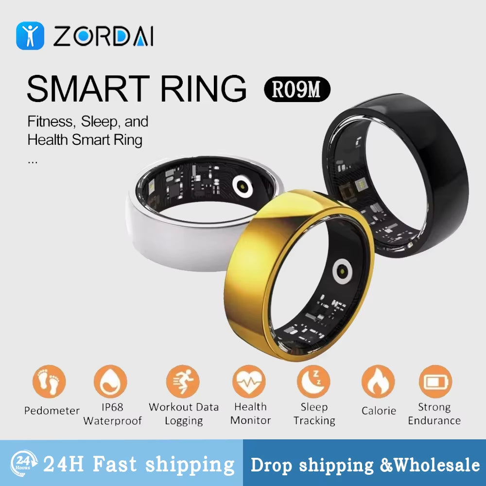 Smart Ring R09 M Men for Iphone Android Heart Rate Blood Oxygen Sleep Health Monitor Sport Activity Fitness Tracker Ring