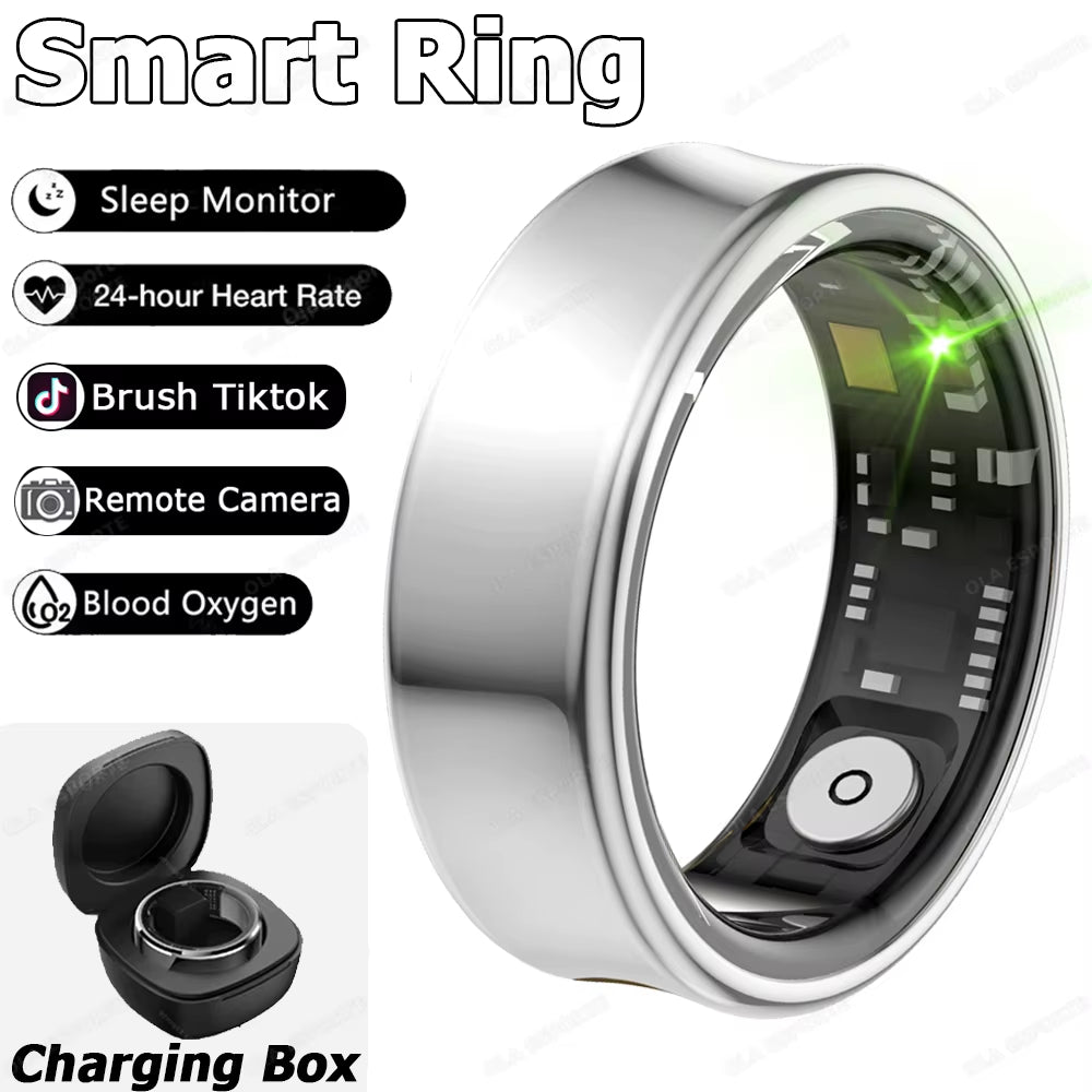 New Military Grade Titanium Steel Shell Smart Ring Women Remote Control Photo Health Monitor 5ATM Waterproof Men Smartring 2024